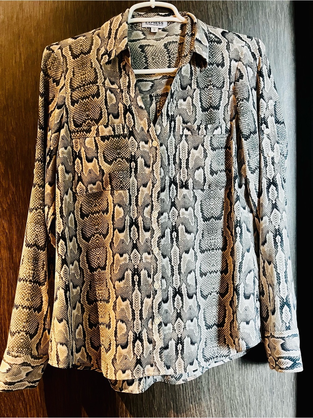 Express Snake Print Button-Up Portofino Blouse Size S